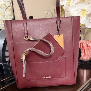 Steve Madden BKimmy multi pouch Deep Burgundy Tote NWT